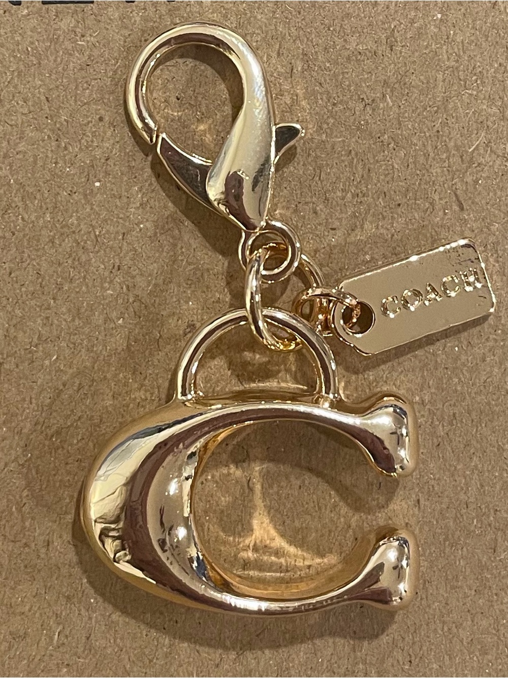 Coach Gold C Logo Charm with Tag